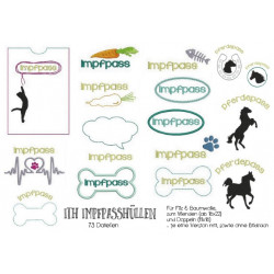 ITH - Stickserie Impfpasshüllen - Hund, Katze, Pferd, Kaninchen